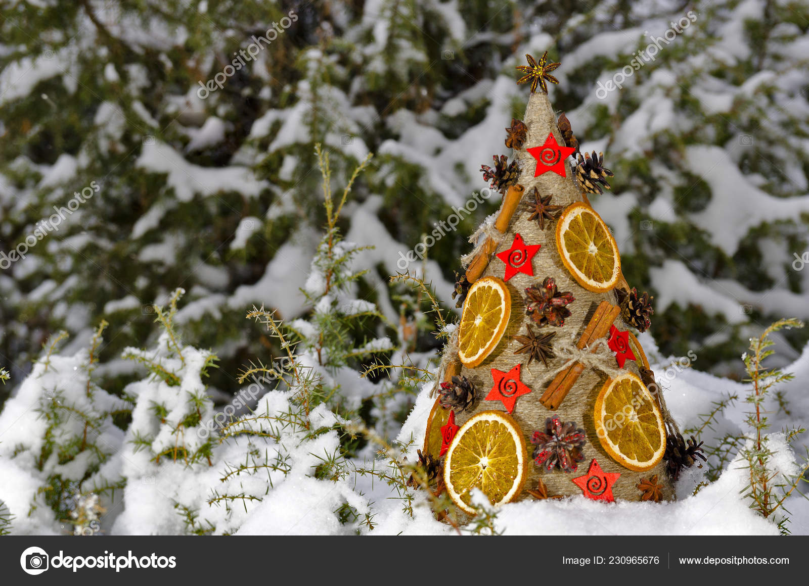 Unusual Christmas Tree Made Art Deco Style Decorated Dried Oranges Stock Photo C Letnik 230965676