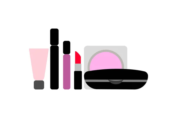 Conjunto Cosméticos Maquillaje Aislar Sobre Fondo Blanco — Vector de stock