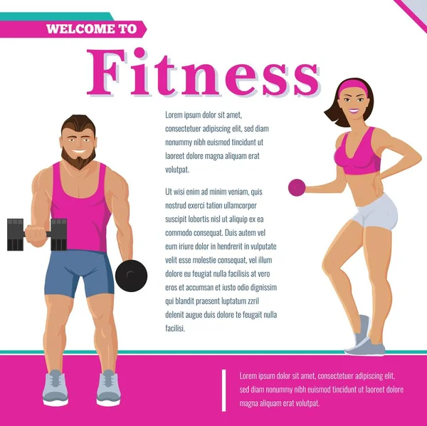 Manifesto colorato di sport e fitness — Vettoriale Stock