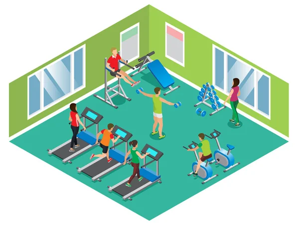 Concept de club de fitness isométrique — Image vectorielle
