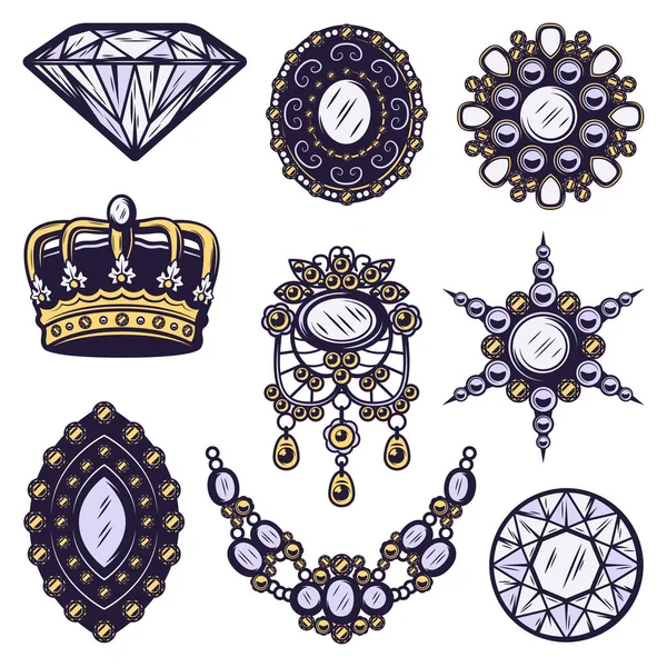 Vintage gekleurde Jewelry elementen Set — Stockvector