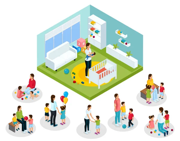 İzometrik bebek bakıcısı ve çocuklar kavramı