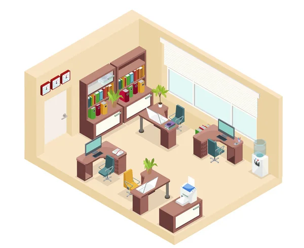 Isometric Office Workplace Concept — Stock Vector