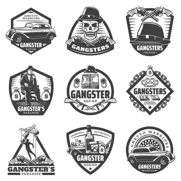 Set de etiquetas de gángster vintage — Vector de stock