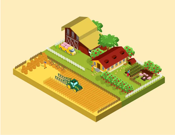 Concepto de agricultura isométrica — Vector de stock