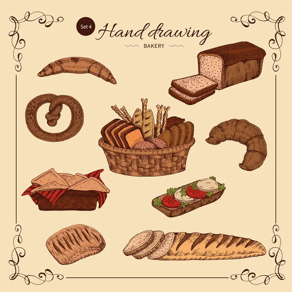 Bageri som färgade Hand dras in — Stock vektor
