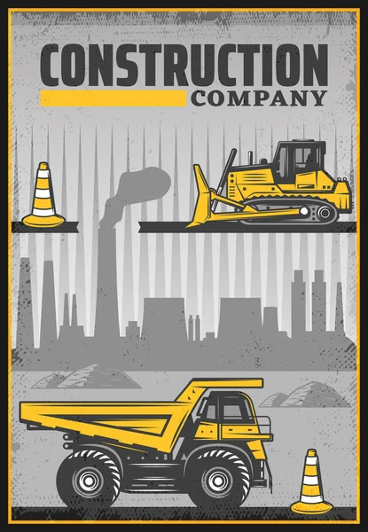 Cartel de máquinas industriales de color vintage — Vector de stock