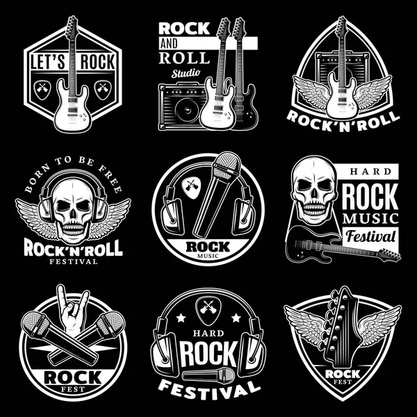 Vintage Hard Rock muzyka zestaw etykiet — Wektor stockowy
