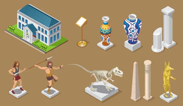 Isometric Museum Icônes Collection — Image vectorielle