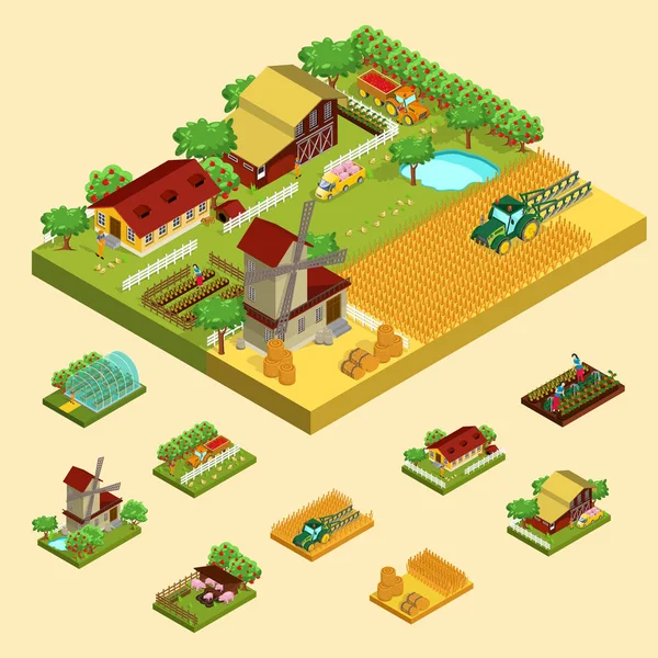 Isometric Agricultural Concept — Stock Vector