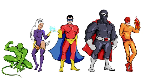 Képregény szuperhősök készlet — Stock Vector