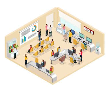 İzometrik Coworking Office kavramı