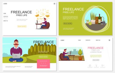 Flat Freelance Websites Collection clipart