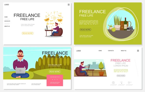 Collection de sites Web Freelance plat — Image vectorielle