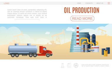 Düz petrol sanayi Web sayfası şablonu