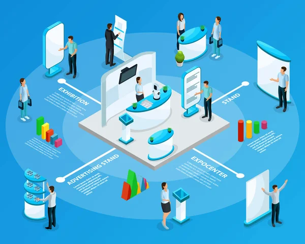 Isometrische Werbeständer Infografik-Vorlage — Stockvektor