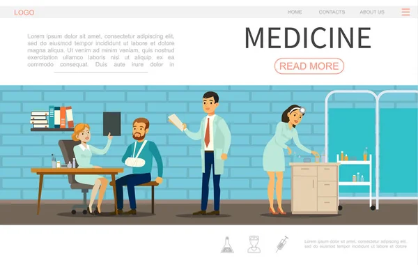 Plantilla de página web de atención médica plana — Vector de stock