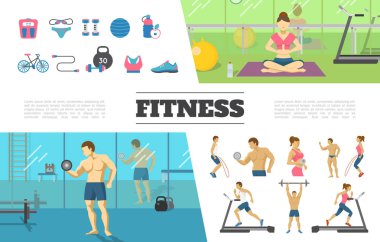 Düz Fitness öğeleri koleksiyonu