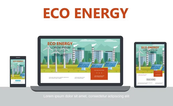 Flat Alternative Eco Energy Concept — Stock Vector