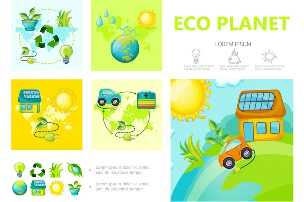 Plantilla Infográfica Ecología Plana — Vector de stock