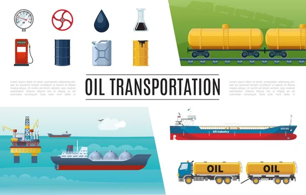 Platte olie industrie elementen Set — Stockvector