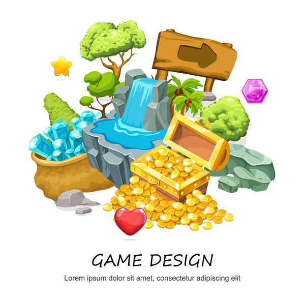 Cartoon Game Design Concept — Stockvector