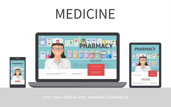 Farmacia plana Concepto colorido — Vector de stock