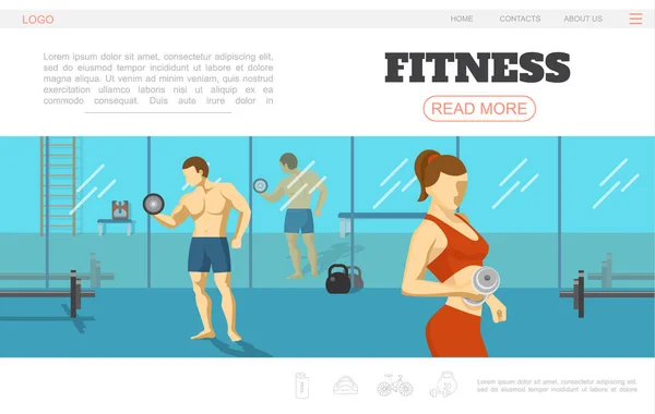 Flat Sport And Fitness Webpage Template — Stock Vector