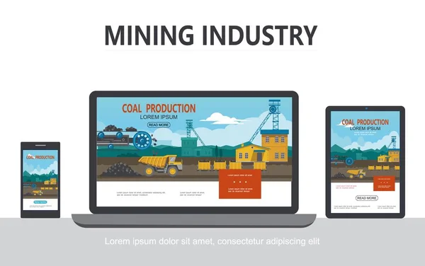 Lapos bányászati ipar alkalmazkodó koncepció — Stock Vector