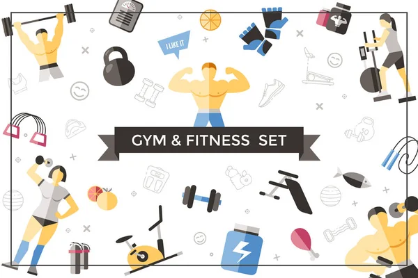 Flat Sport And Fitness Template — Stock Vector