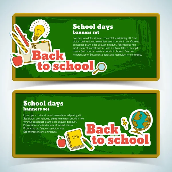 Basisschool horizontale Banners — Stockvector