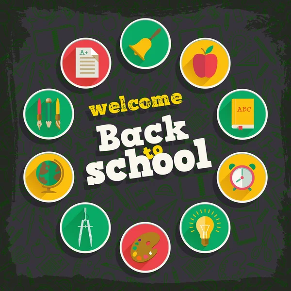 Back To School Flat Background — Stock Vector
