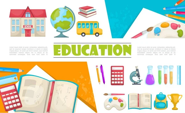 Elementos de Educación Plana Composición — Vector de stock