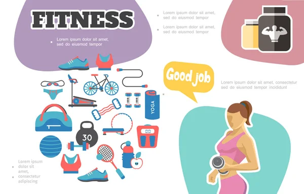 Επίπεδη Fitness Infographic έννοια — Διανυσματικό Αρχείο