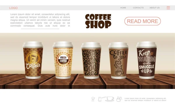 Vorlage für realistische Coffeeshops — Stockvektor