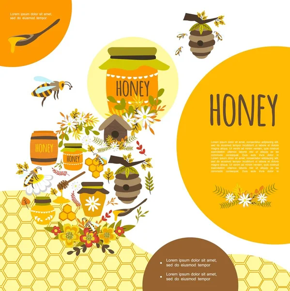 Modelo colorido de apicultura plana — Vetor de Stock