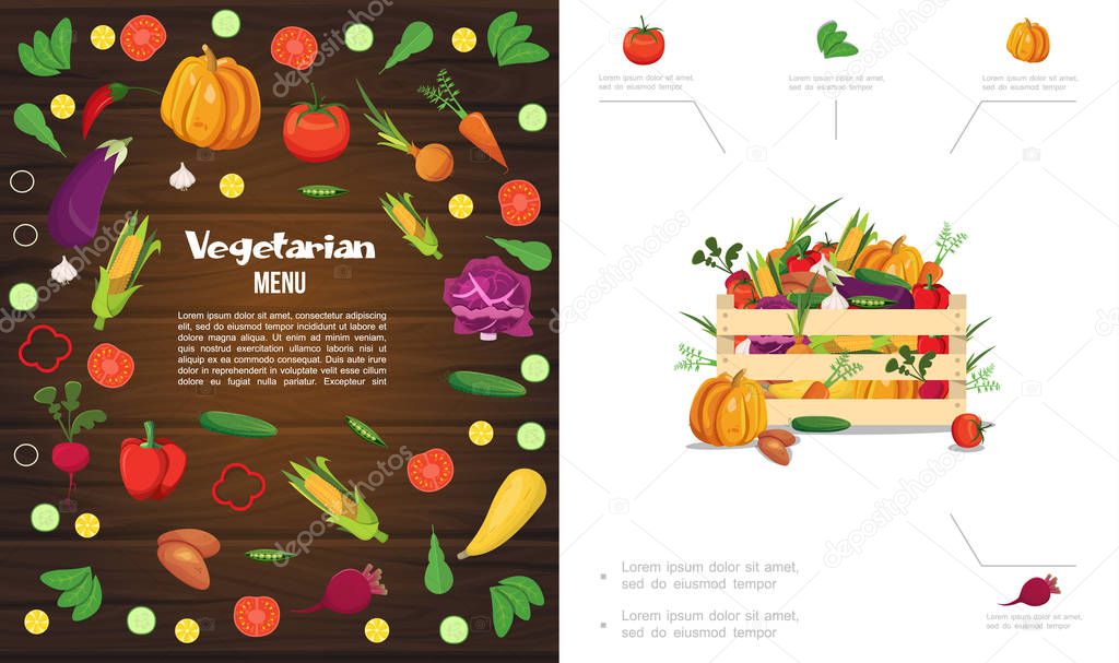 Flat Eco Healthy Food Composition
