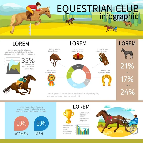 Cartoon Equestrian Club — стоковый вектор