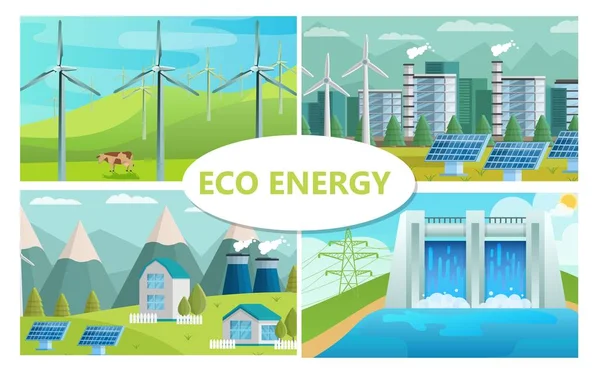 Flat Eco Energy Concept — Stock Vector