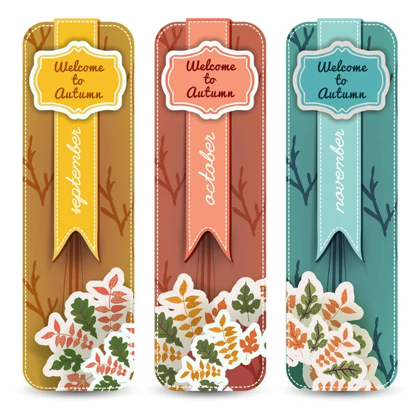 Autumn Months Banners Set - Stok Vektor