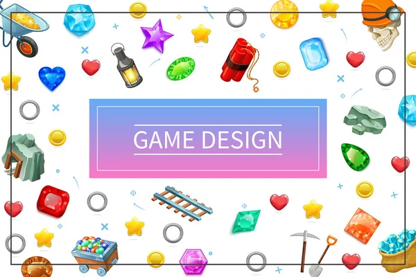 Cartoon Game Design ui elements Konzept — Stockvektor