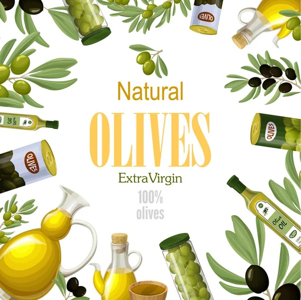 Modèle d'olive naturelle premium de bande dessinée — Image vectorielle