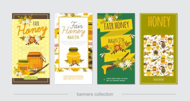 Düz doğal bal dikey afiş