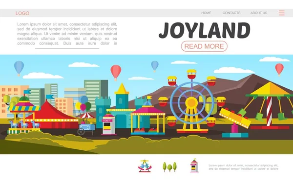 Parc d'attractions plat Landing Page Concept — Image vectorielle