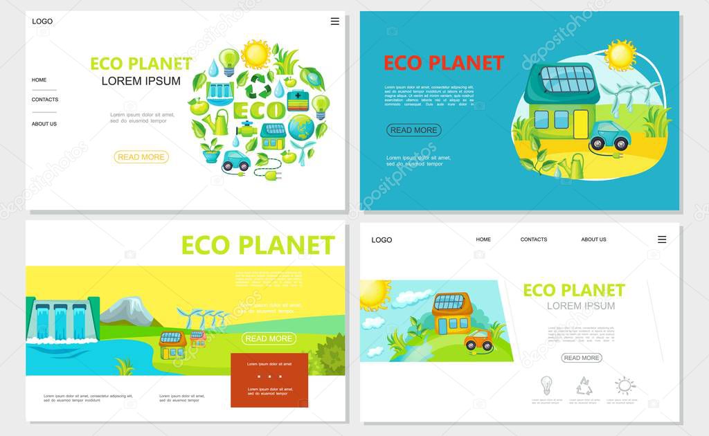 Flat Ecology Websites Set