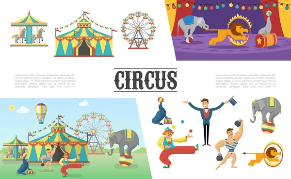 Lapos karnevál Circus elemei készlet — Stock Vector