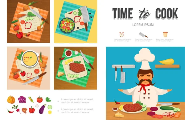 平健康食品烹饪图表模板 — 图库矢量图片