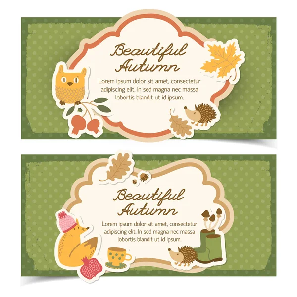 Conjunto de banners conceptuales de otoño — Vector de stock