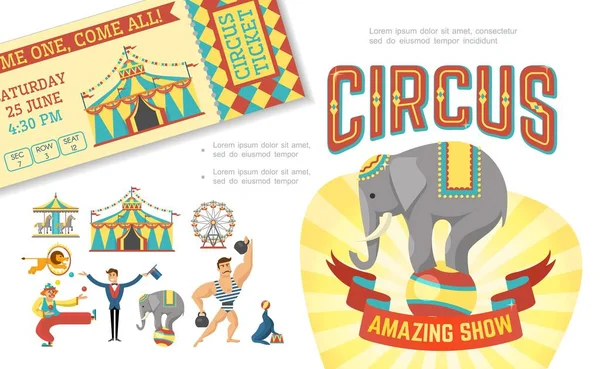 Flat Circus Show คอนเซ็ปต์ — ภาพเวกเตอร์สต็อก