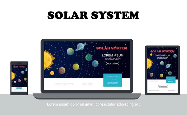 Système solaire plat Concept coloré — Image vectorielle